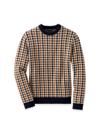 Wool Check Crewneck Sweater - Navy/brown