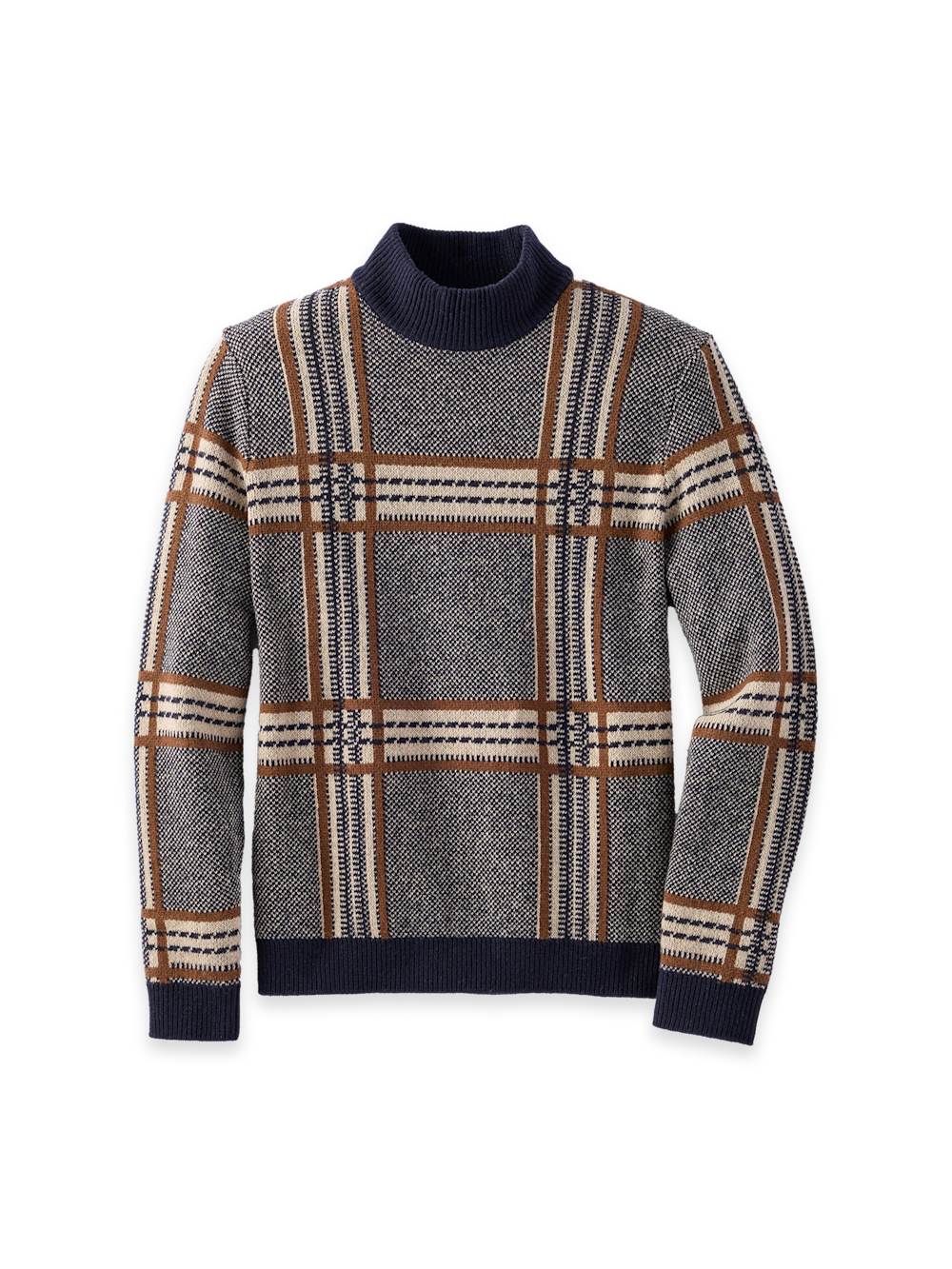 Men's Navy/Brown Plaid Knitwear 