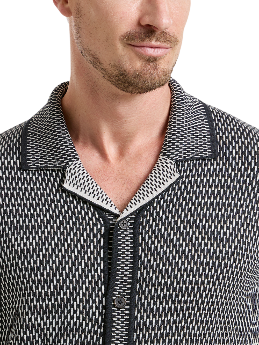 Alternate Shot of Men's Black/White Solid Knitwear  - 2