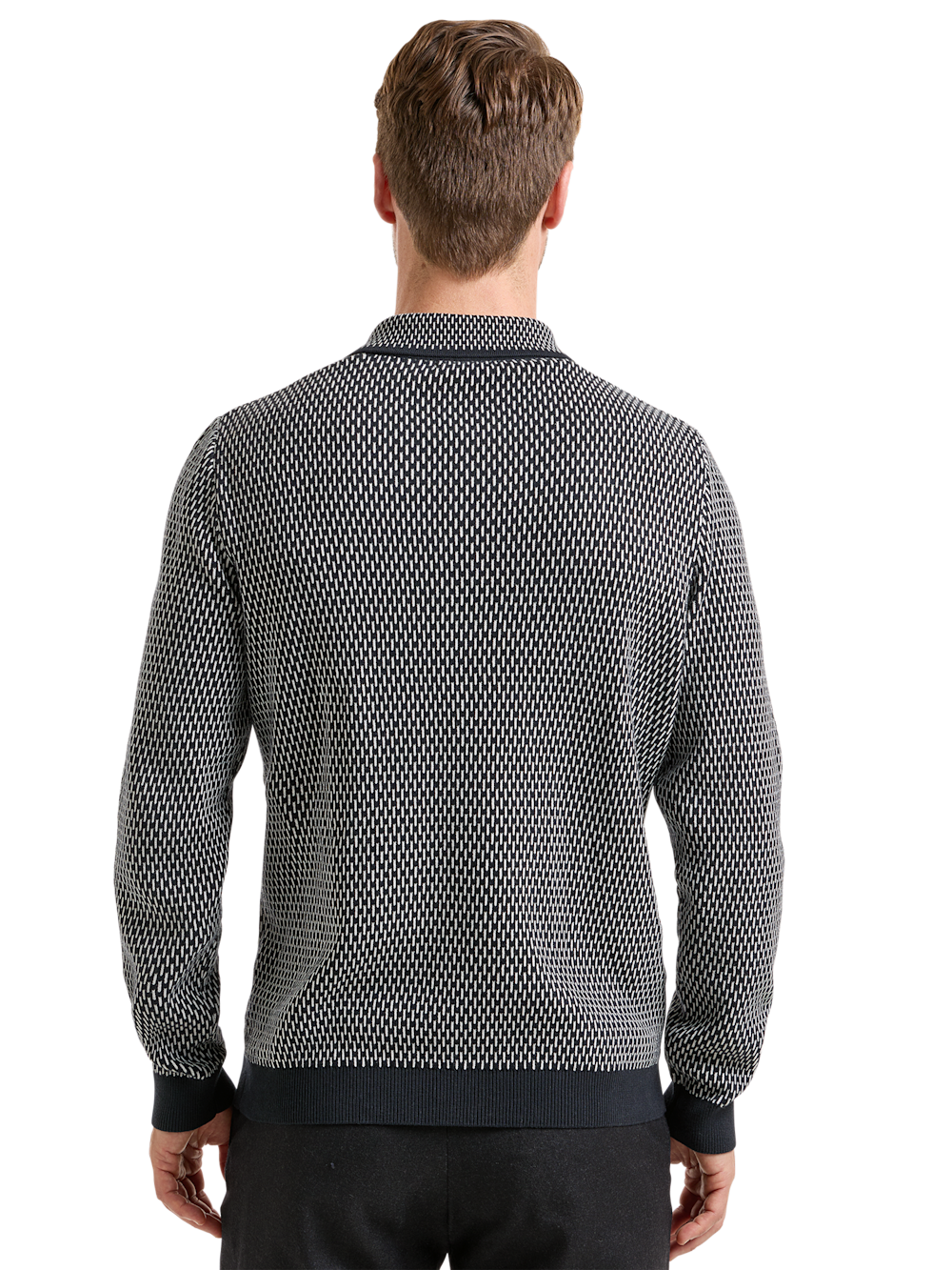 Alternate Shot of Men's Black/White Solid Knitwear  - 3