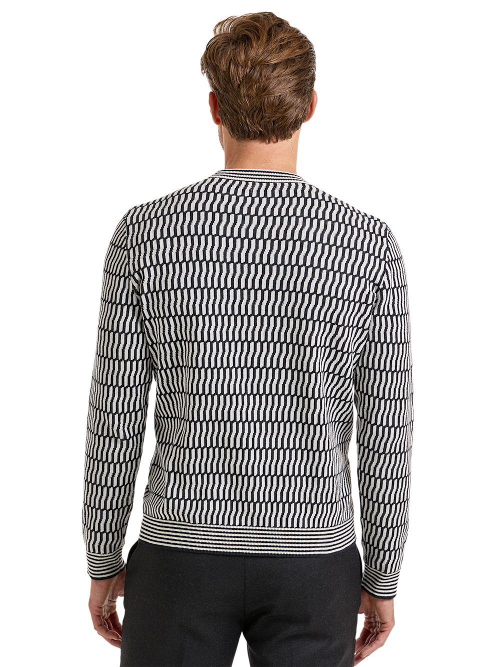 Alternate Shot of Men's Black/White Deco Knitwear  - 3