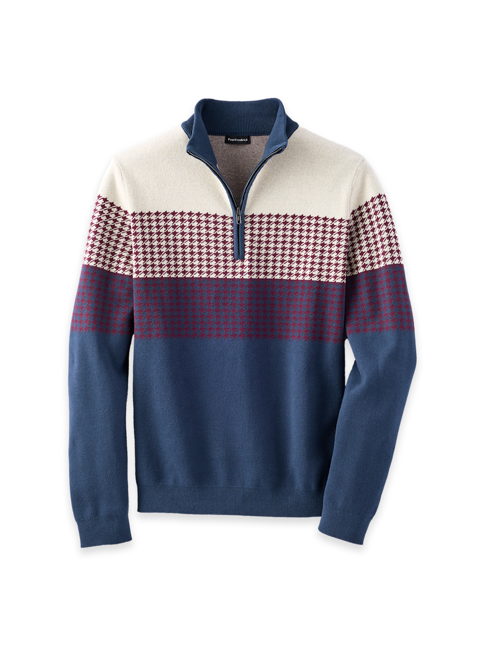 Men's Navy/Burgundy Houndstooth Knitwear 