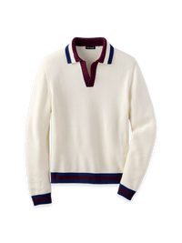 Wool Johnny Collar Sweater - Ivory Multi