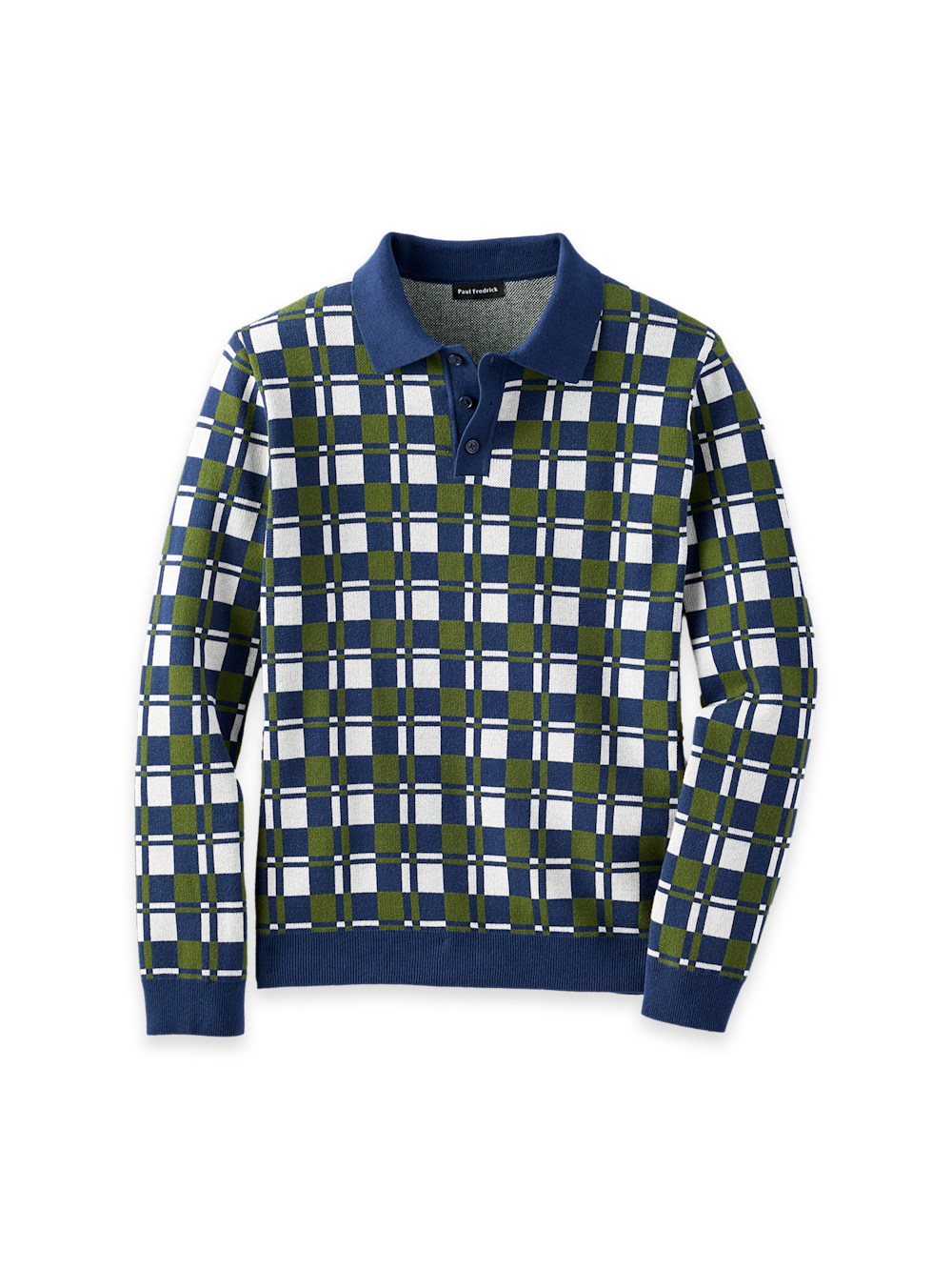 Men's Navy/Green Check Knitwear 