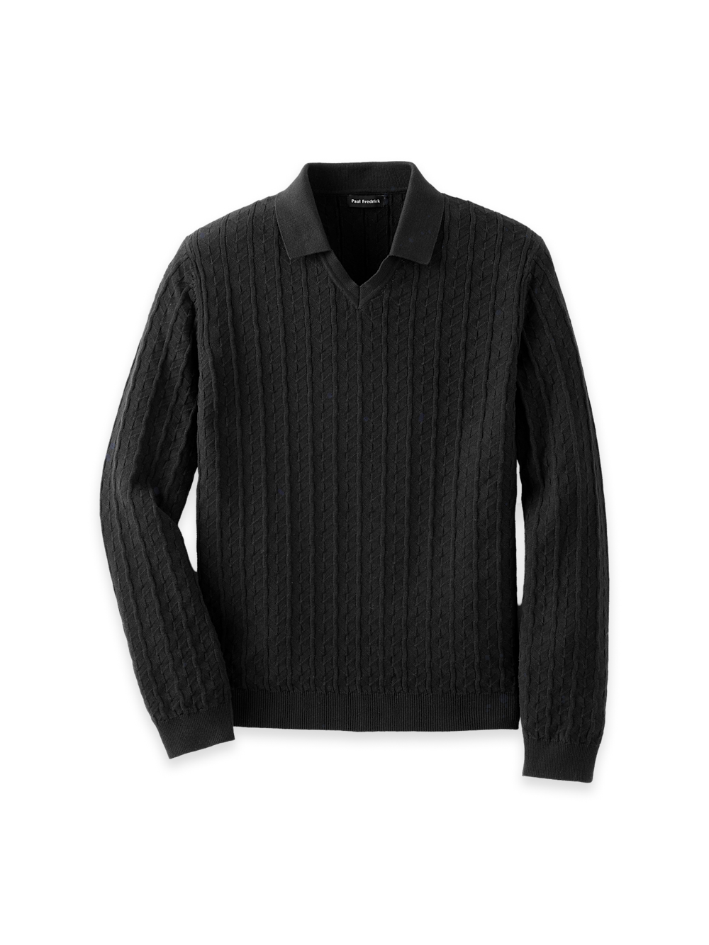 Product Image of Cotton Johnny Collar Sweater-Black