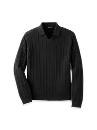 Cotton Johnny Collar Sweater - Black