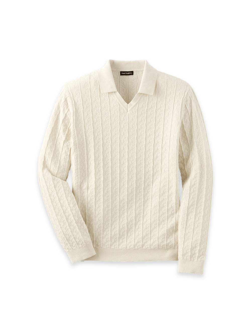 Product Image of Cotton Johnny Collar Sweater-Ivory