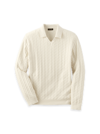Cotton Johnny Collar Sweater - Ivory