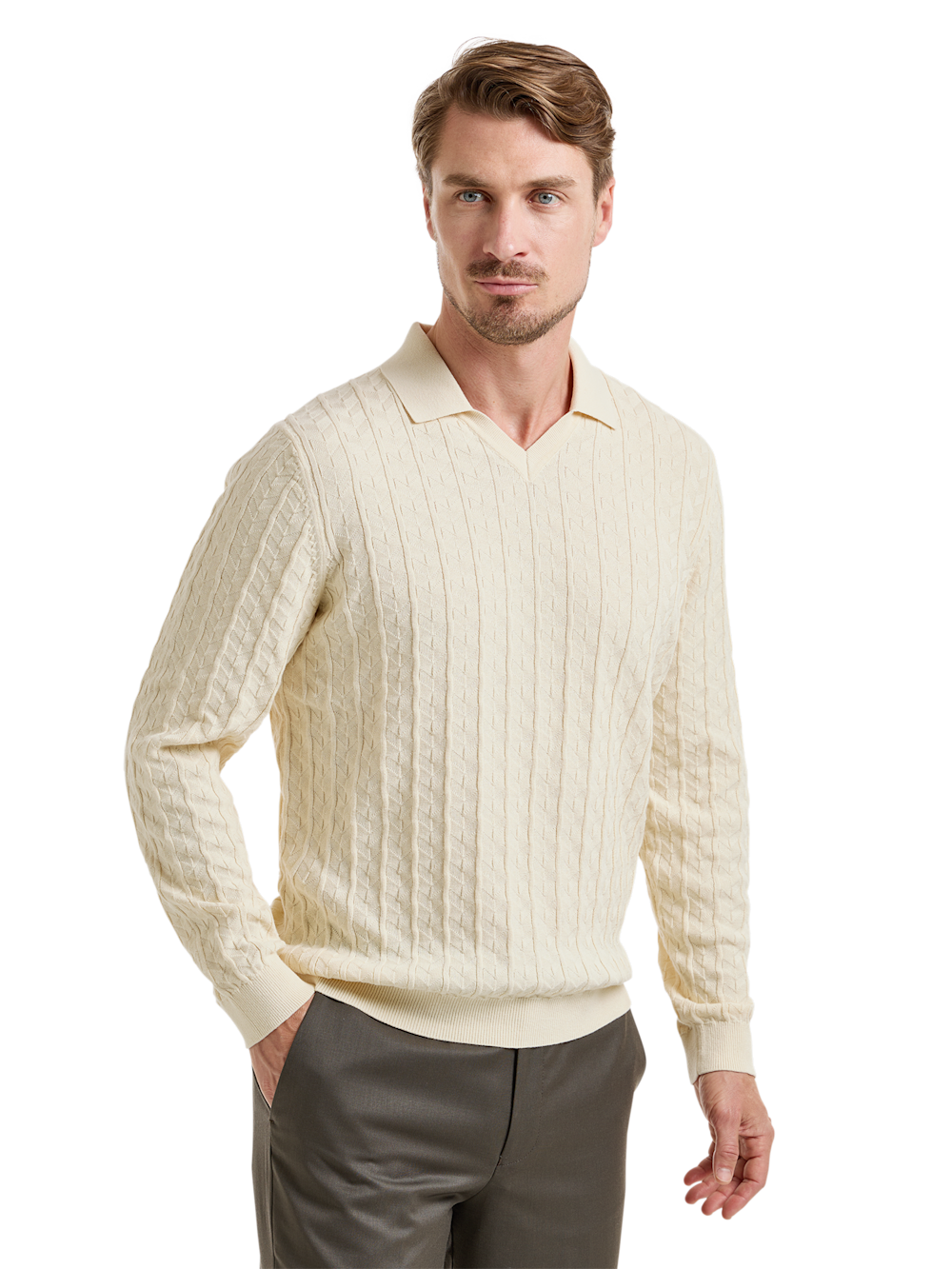 Alternate Image of Cotton Johnny Collar Sweater-1