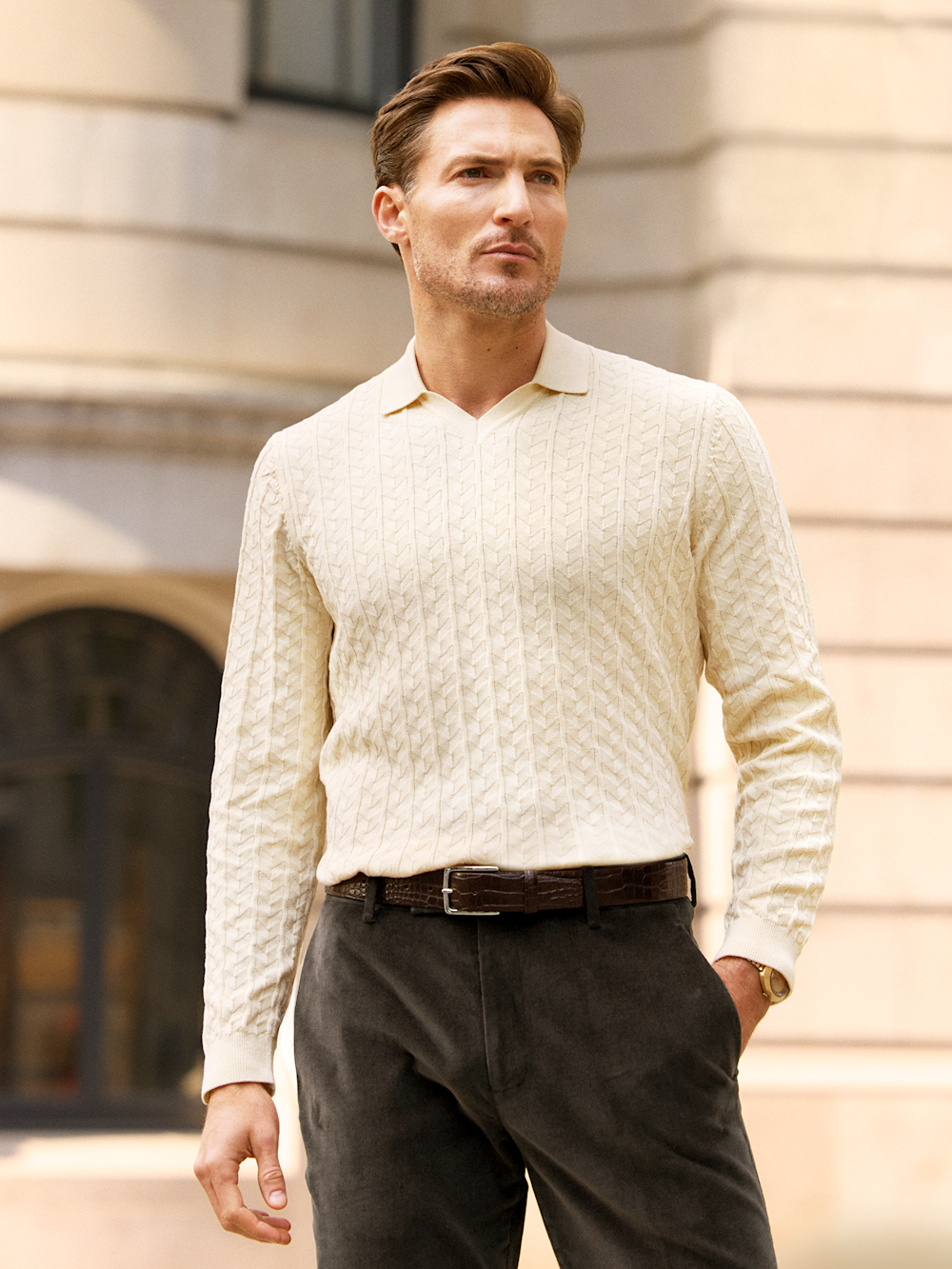 Alternate Image of Cotton Johnny Collar Sweater-4