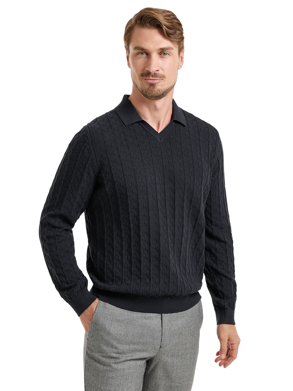 Alternate Image of Cotton Johnny Collar Sweater-1