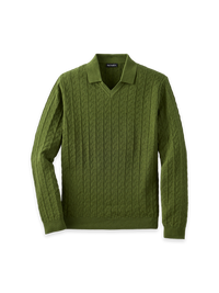 Cotton Johnny Collar Sweater - Olive