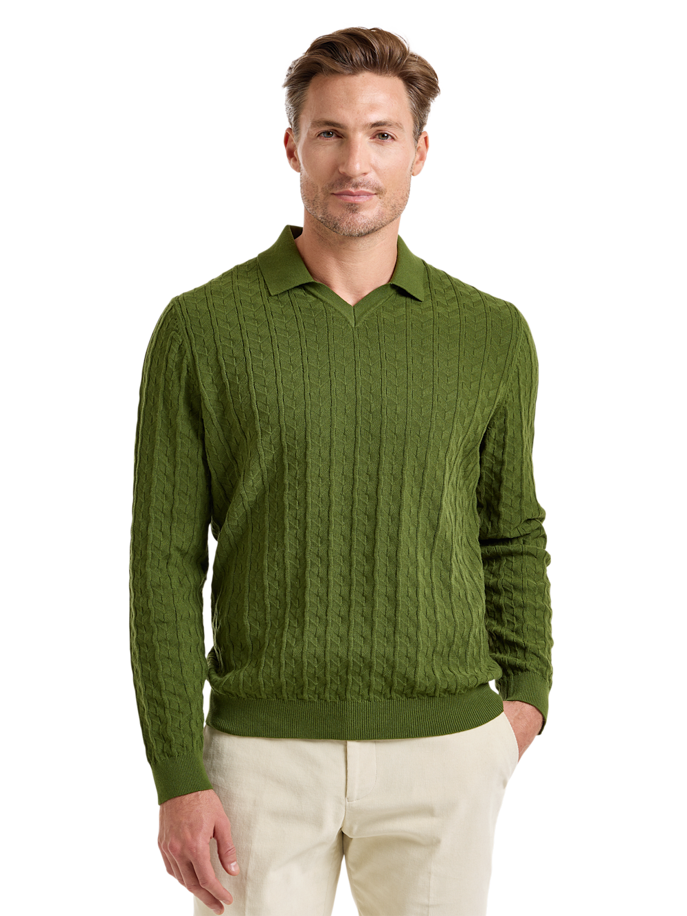 Alternate Image of Cotton Johnny Collar Sweater-1