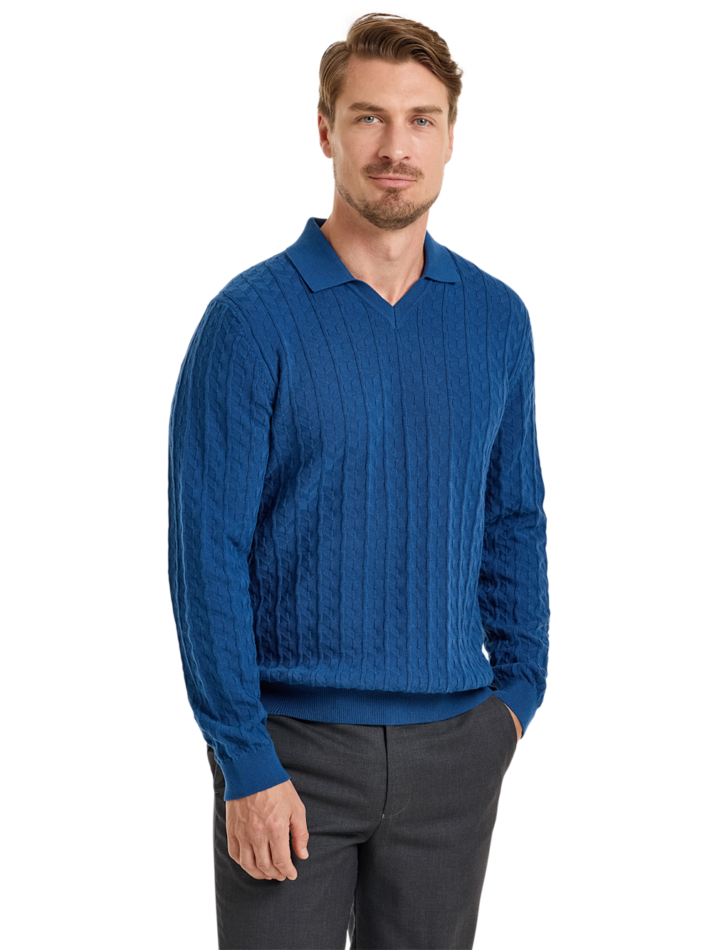 Alternate Shot of Men's Navy Solid Knitwear  - 1