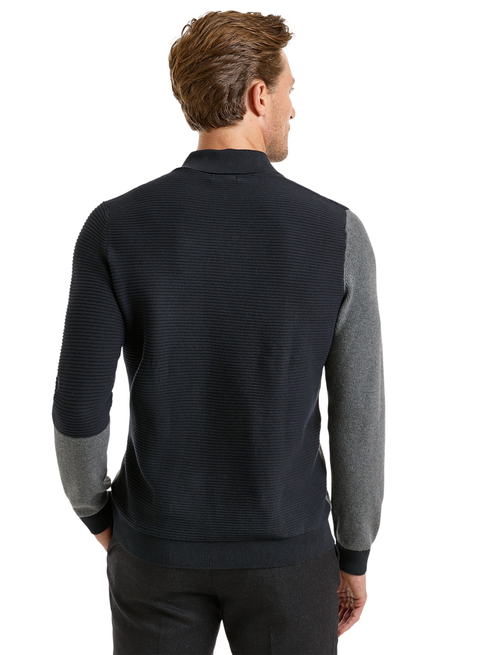 Alternate Shot of Men's Black/Grey Solid Knitwear  - 3