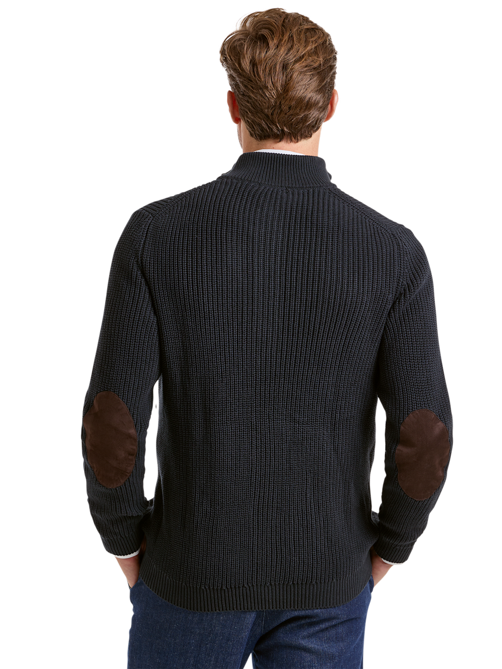 Alternate Shot of Men's Black Solid Knitwear  - 3