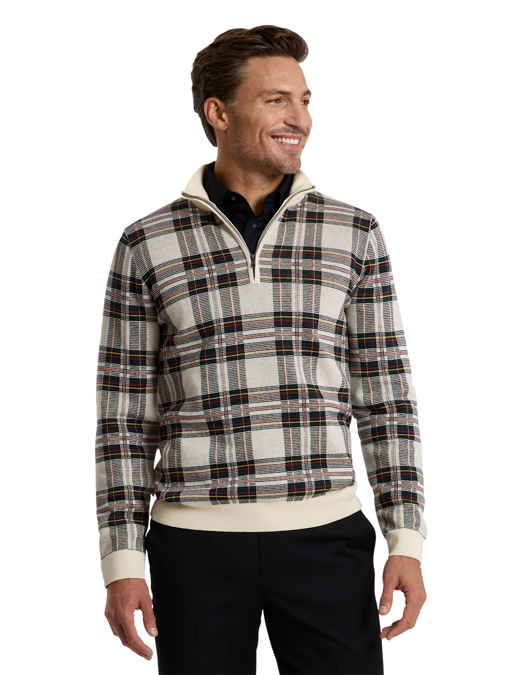 Alternate Shot of Men's white pattern  Knitwear  - 1