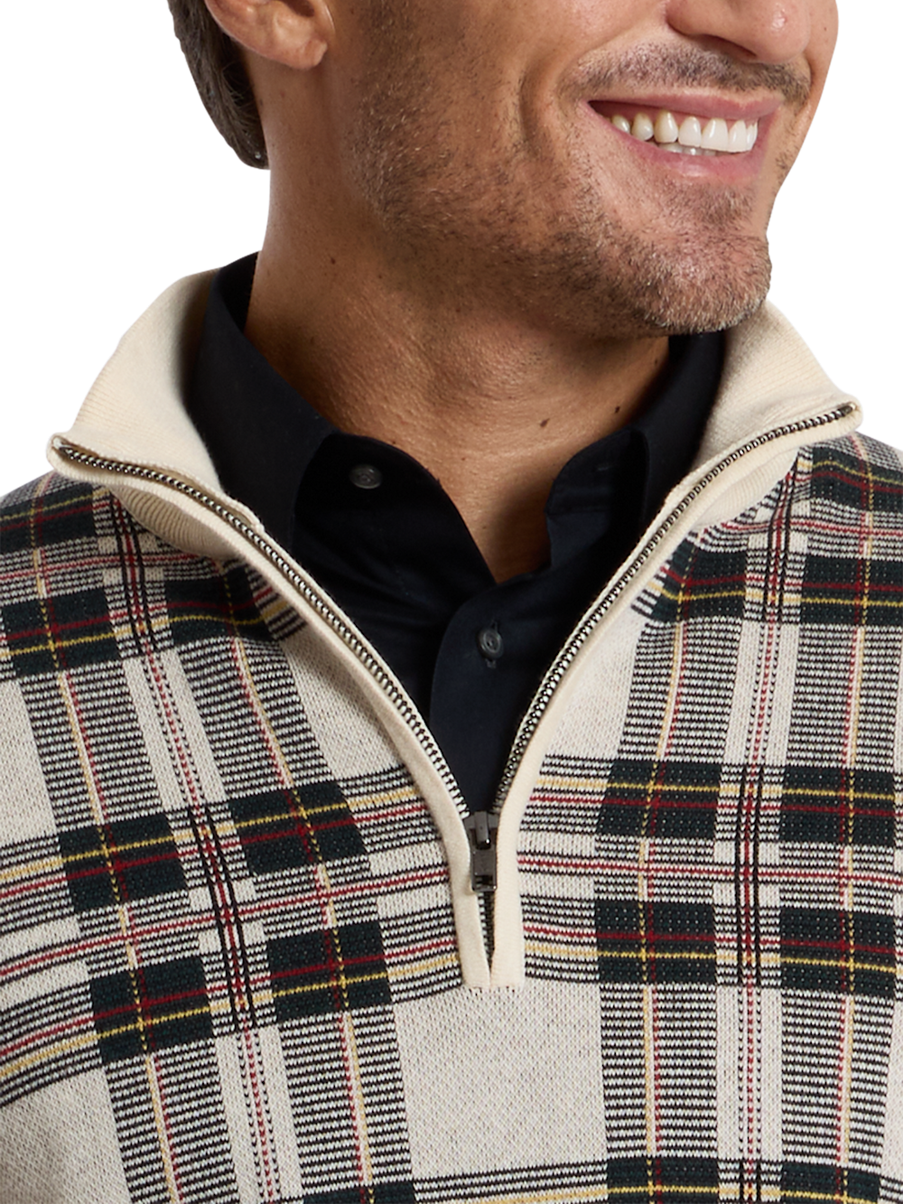 Alternate Shot of Men's white pattern  Knitwear  - 2