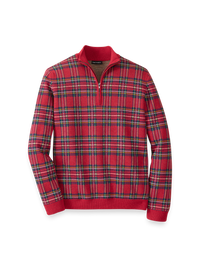 Cotton Quarter Zip Mock Neck Sweater - Red