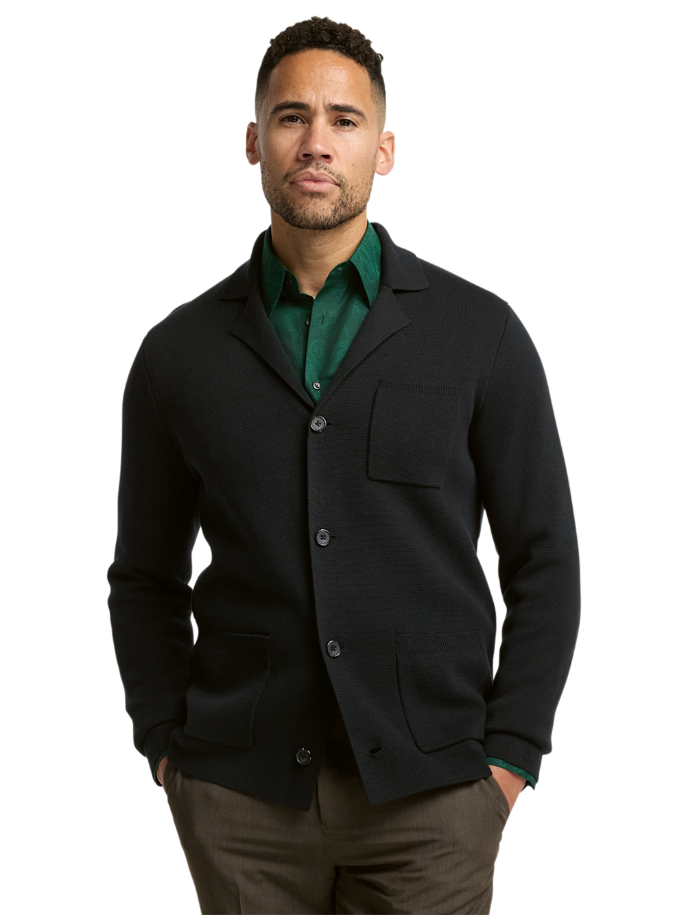 Alternate Image of Cotton Notch Lapel Cardigan Sweater-1