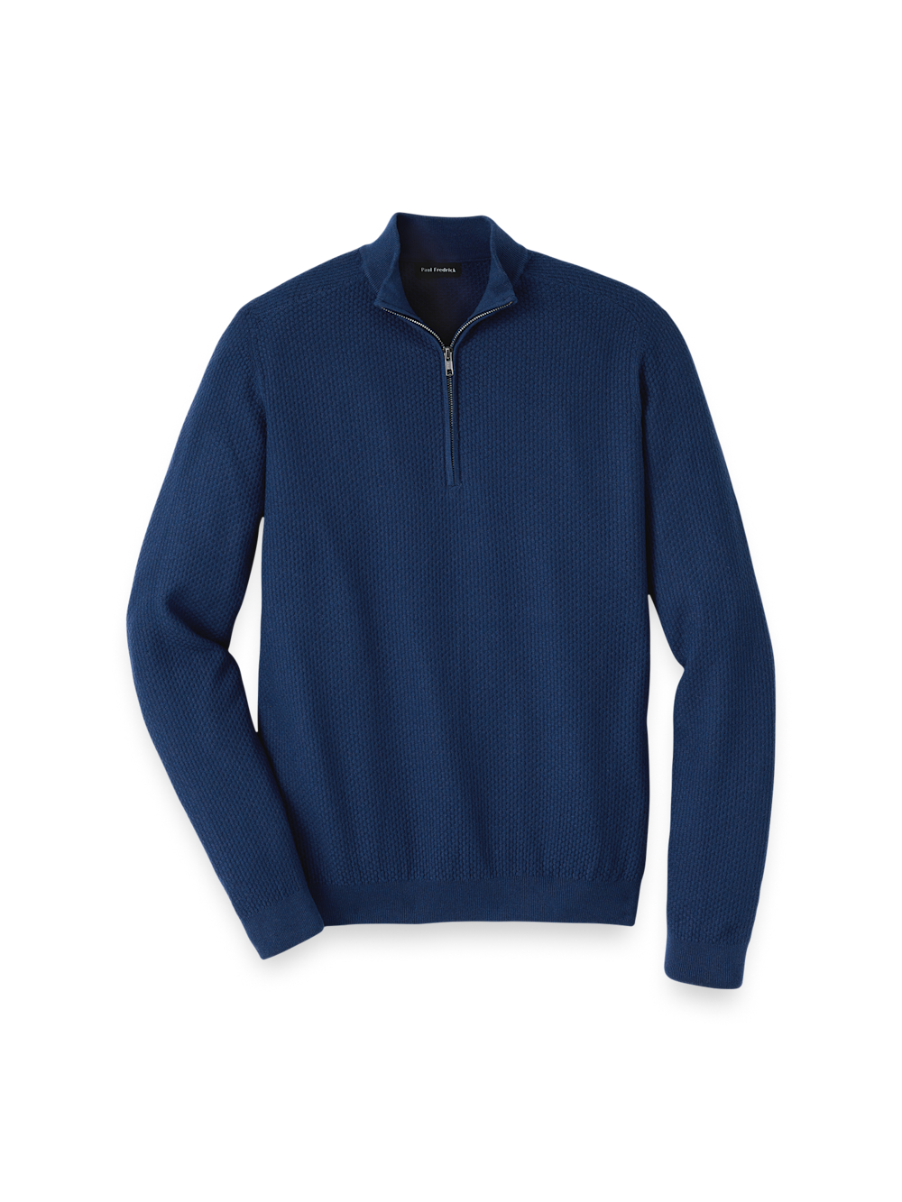 Product Image of Silk Cotton Cashmere Quarter Zip Mock Neck Sweater-Navy