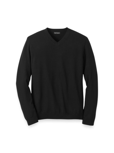 Washable Merino Wool V-neck Sweater - Black – Paul Fredrick Washable Merino Wool V-neck Sweater - Black – Paul Fredrick