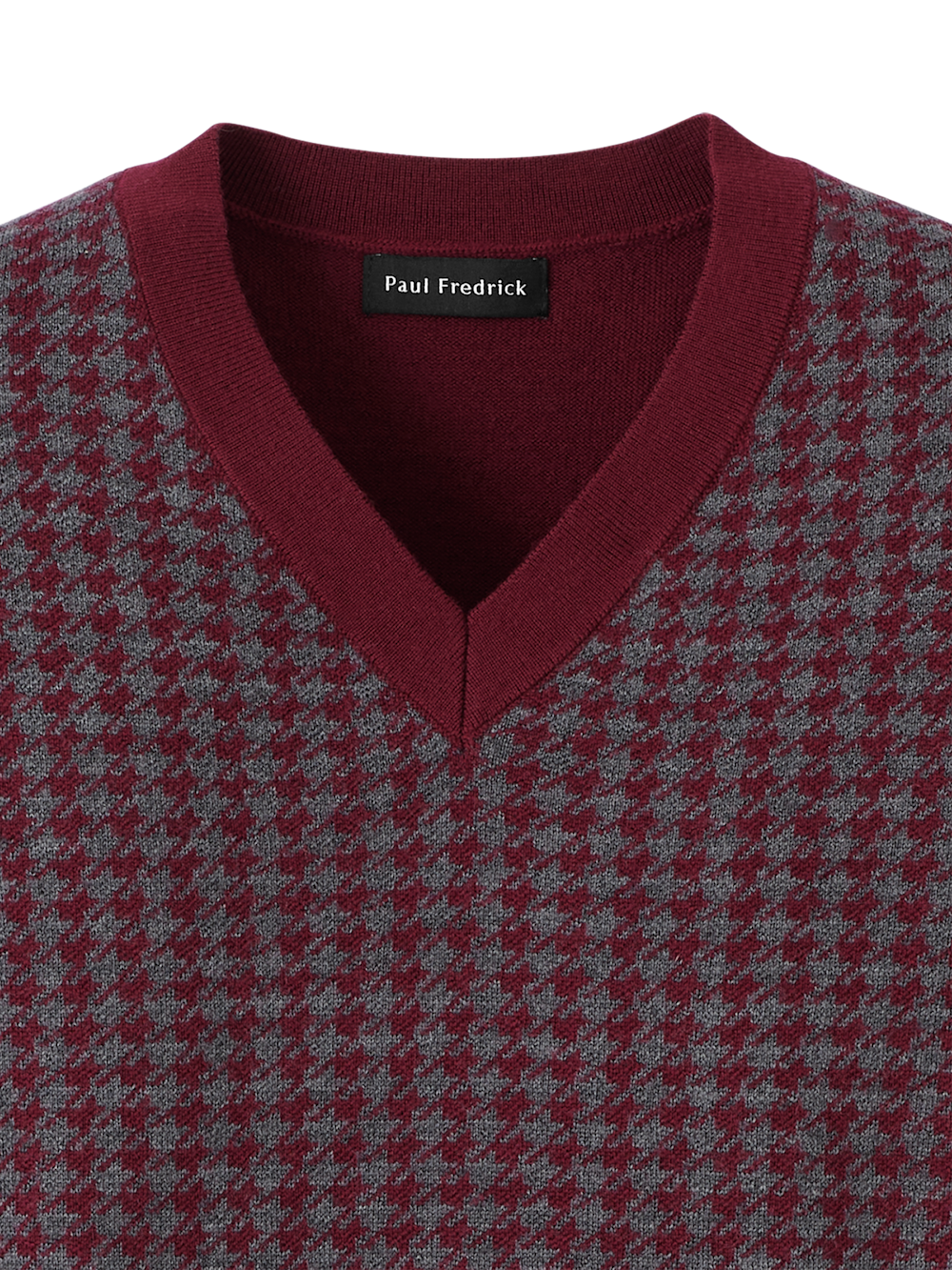 Alternate Image of Washable Merino Wool Houndstooth V-neck Sweater-5