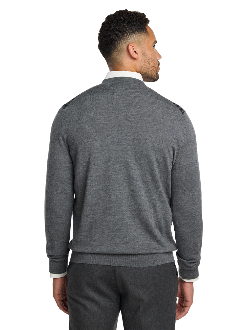 Alternate Image of Washable Merino Wool Houndstooth V-neck Sweater-4