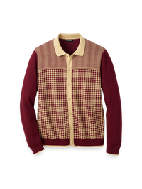 Cotton Button Front Polo - Burgundy