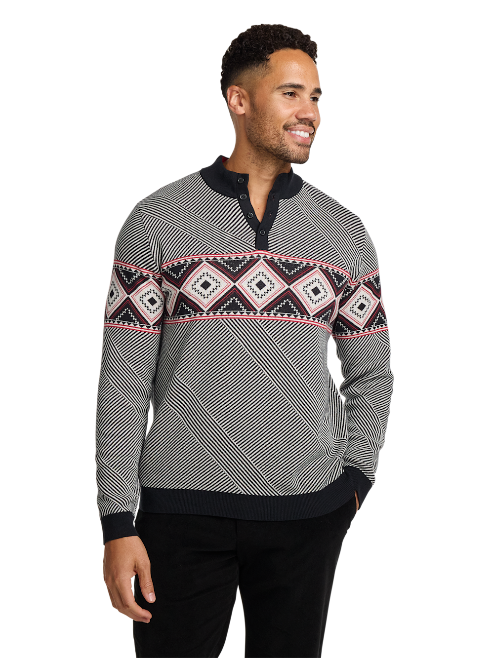 Alternate Image of Cotton 4-button Mock Neck Sweater-1
