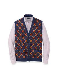 Cotton Button Front V-neck Cardigan Vest - Multi