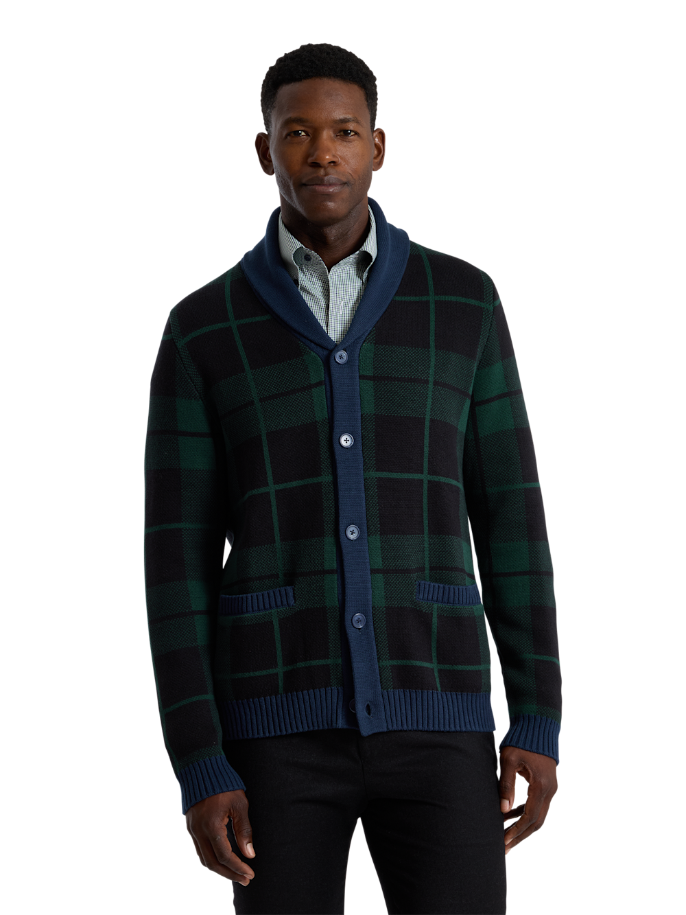 Alternate Shot of Men's navy multi  Knitwear  - 1