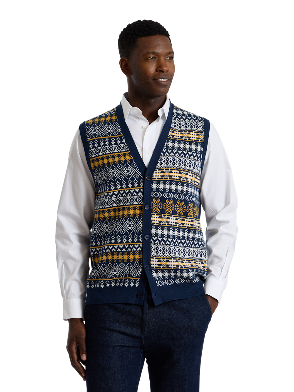 Alternate Shot of Men's navy multi  Knitwear  - 1