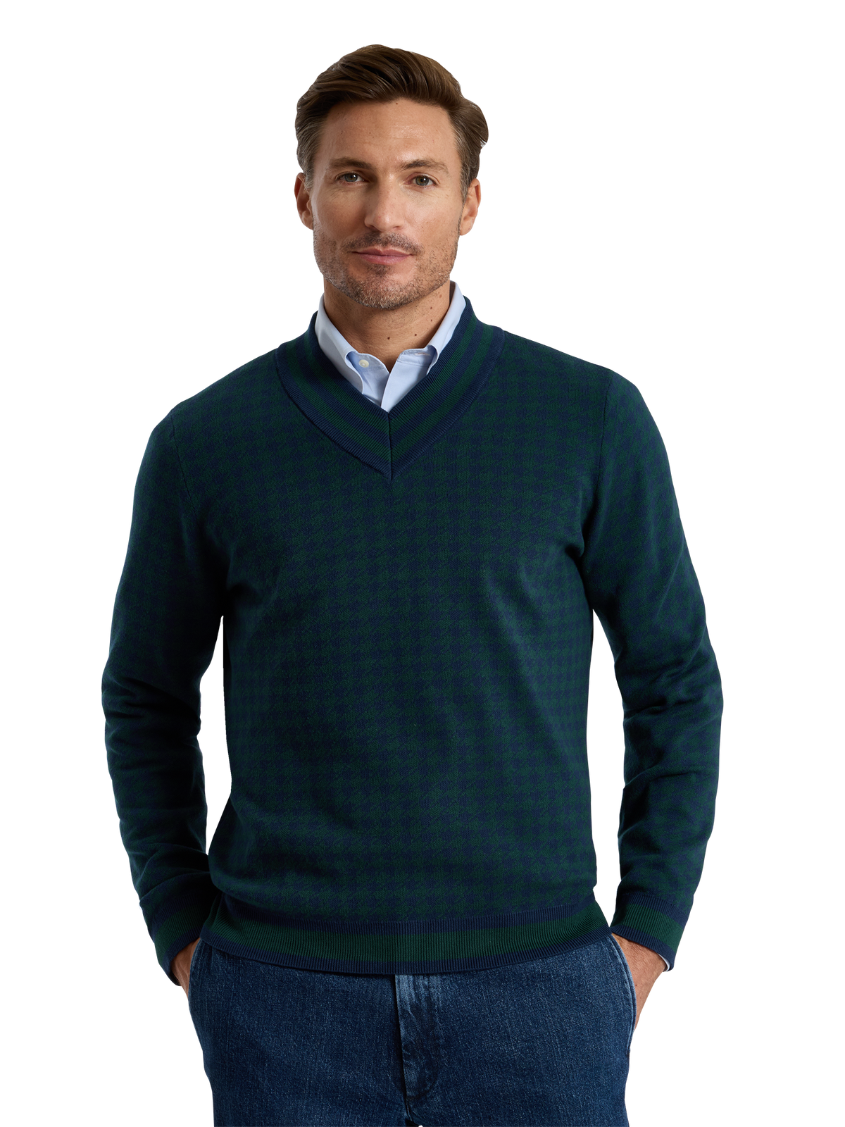 Alternate Shot of Men's navy/green  Knitwear 