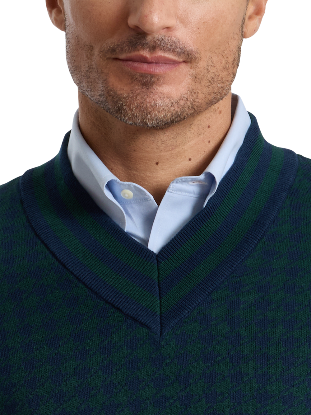 Alternate Shot of Men's navy/green  Knitwear  - 2