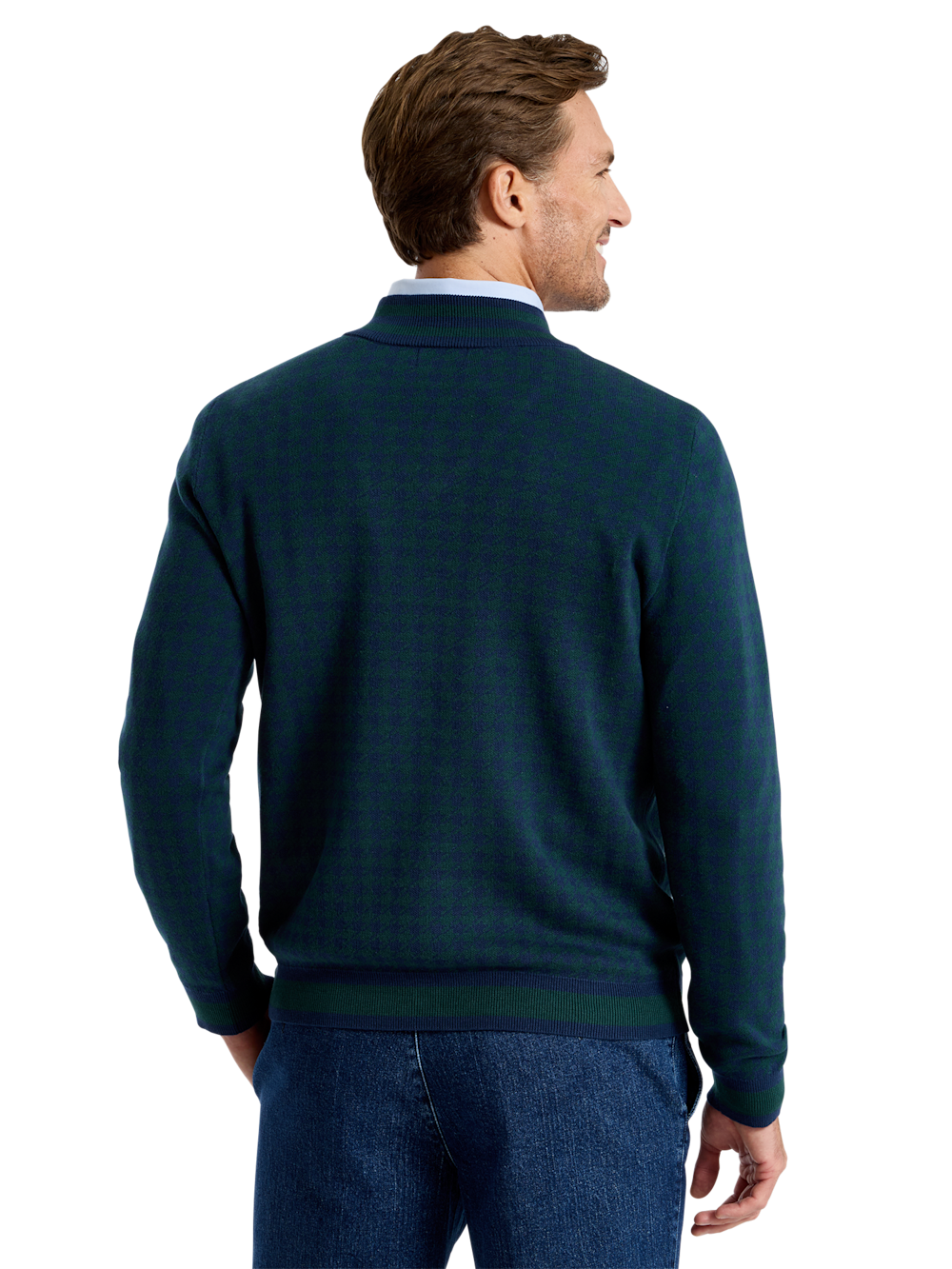 Alternate Shot of Men's navy/green  Knitwear  - 3