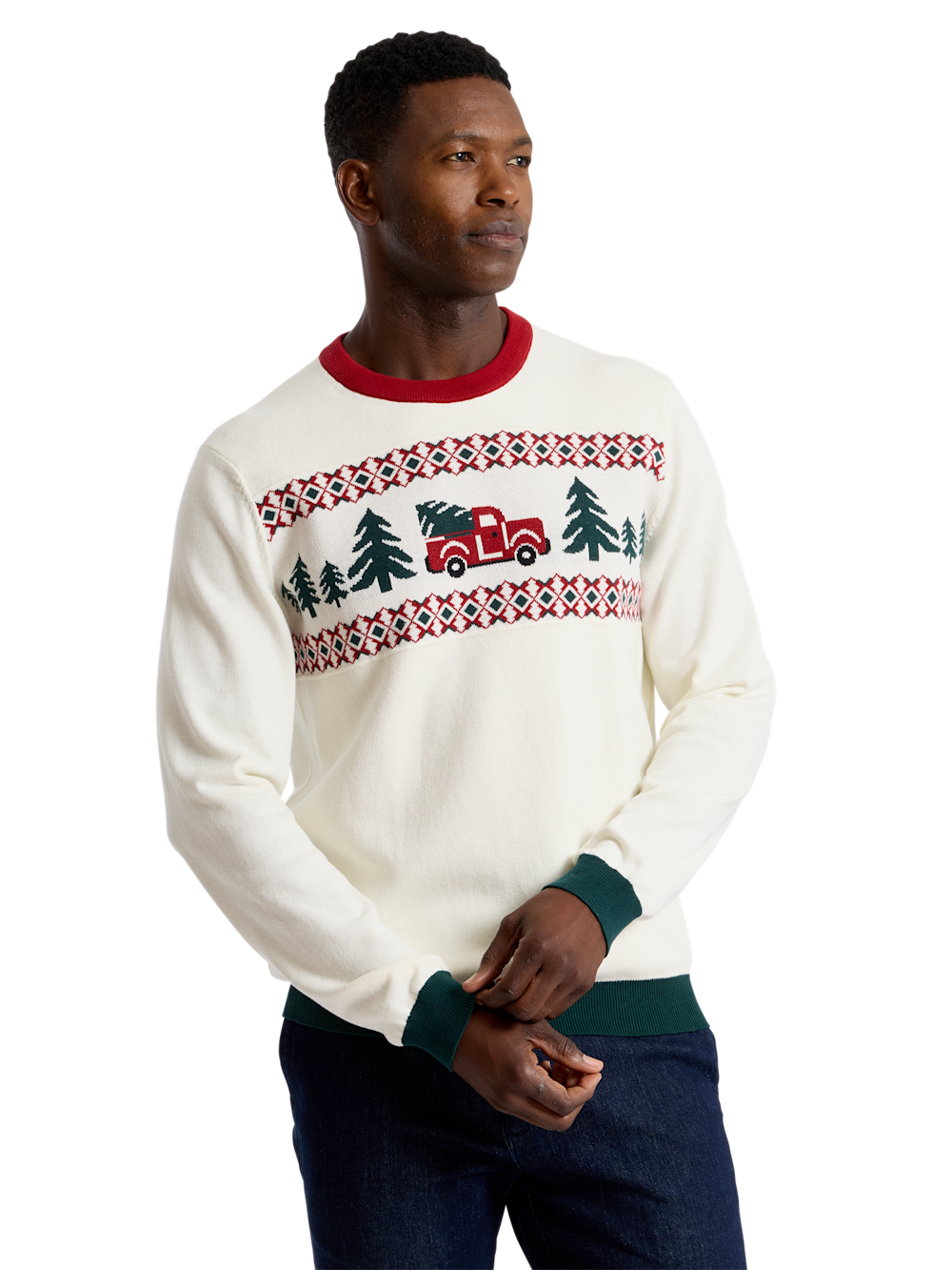 Alternate Shot of Men's white multi  Knitwear  - 1