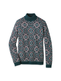 Wool Mock Neck Sweater - Green/Red