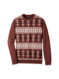 Cotton Crew Neck Sweater - Burgundy Multi