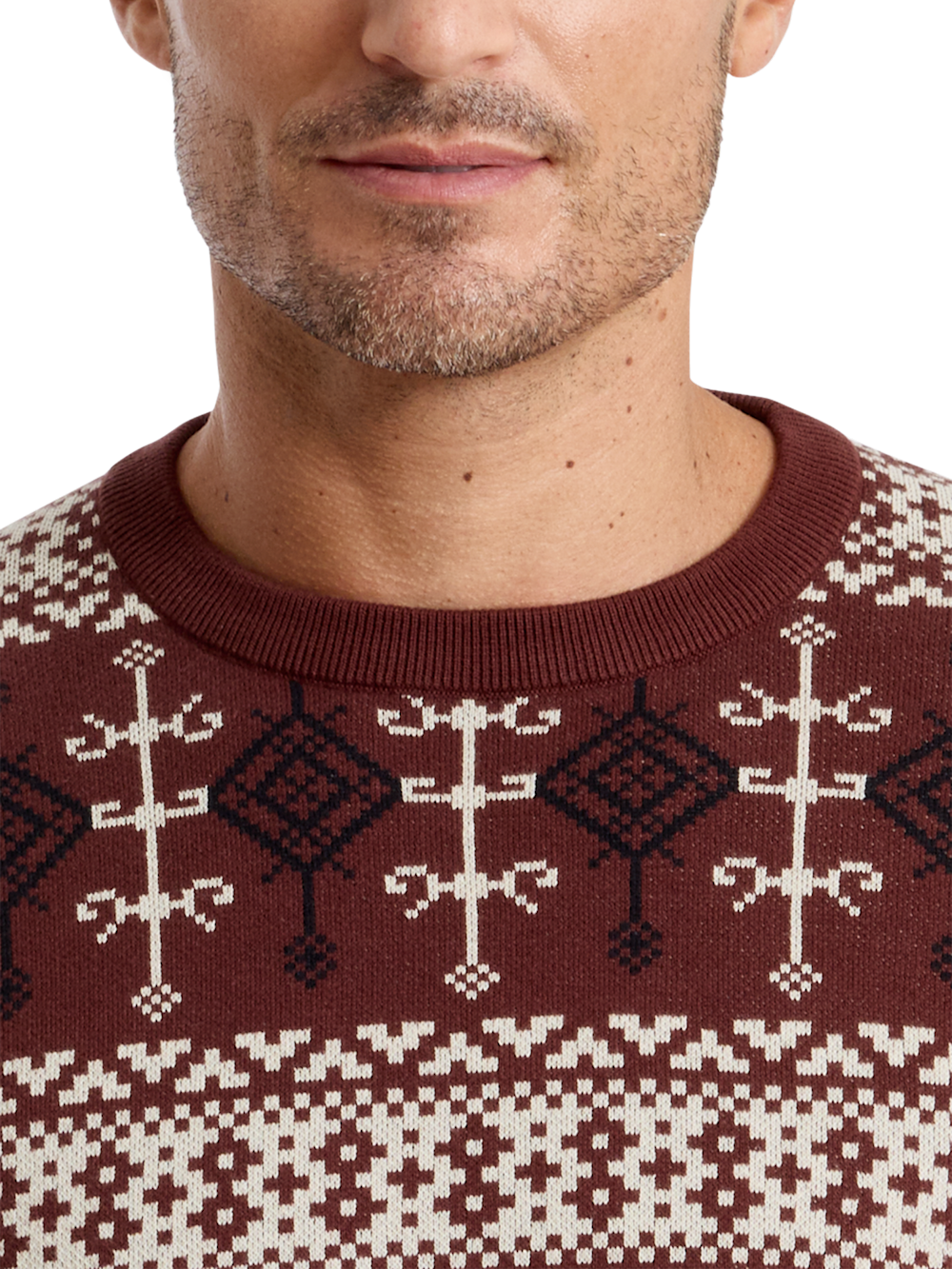 Alternate Shot of Men's burgundy multi  Knitwear  - 2