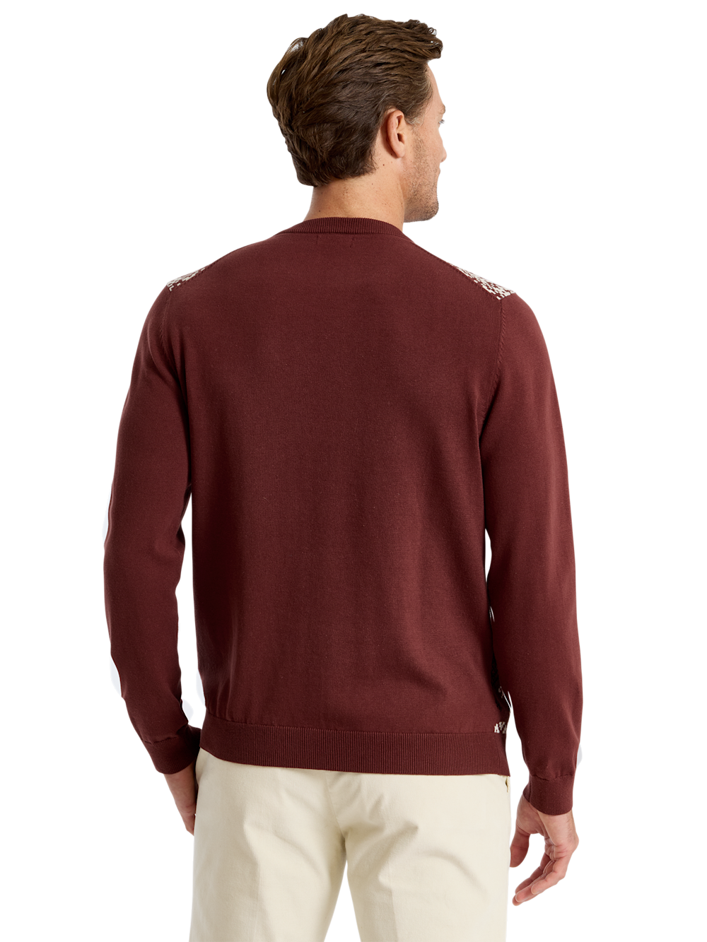 Alternate Shot of Men's burgundy multi  Knitwear  - 3