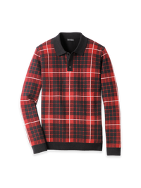 Cotton Three Button Polo - Red/Black