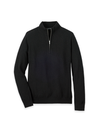 Cashmere Quarter Zip Mock - Black