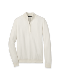 Cashmere Quarter Zip Mock - Ivory