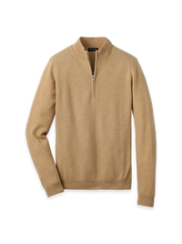 Cashmere Quarter Zip Mock - Tan