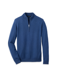 Cashmere Quarter Zip Mock - Navy