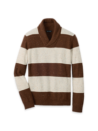Donegal Stripe Pullover Shawl - Ivory/Brown