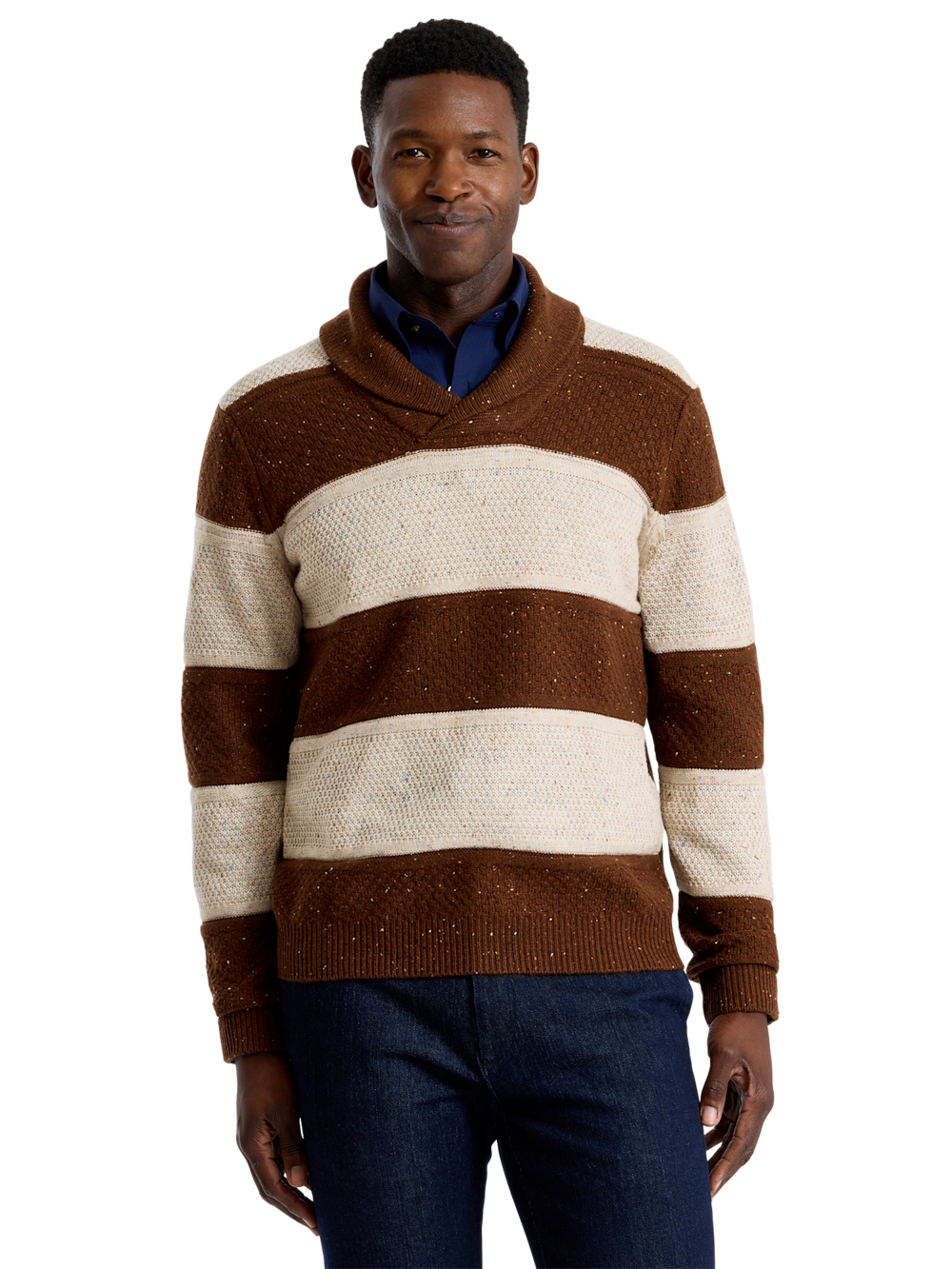 Alternate Shot of Men's ivory/brown  Knitwear  - 1