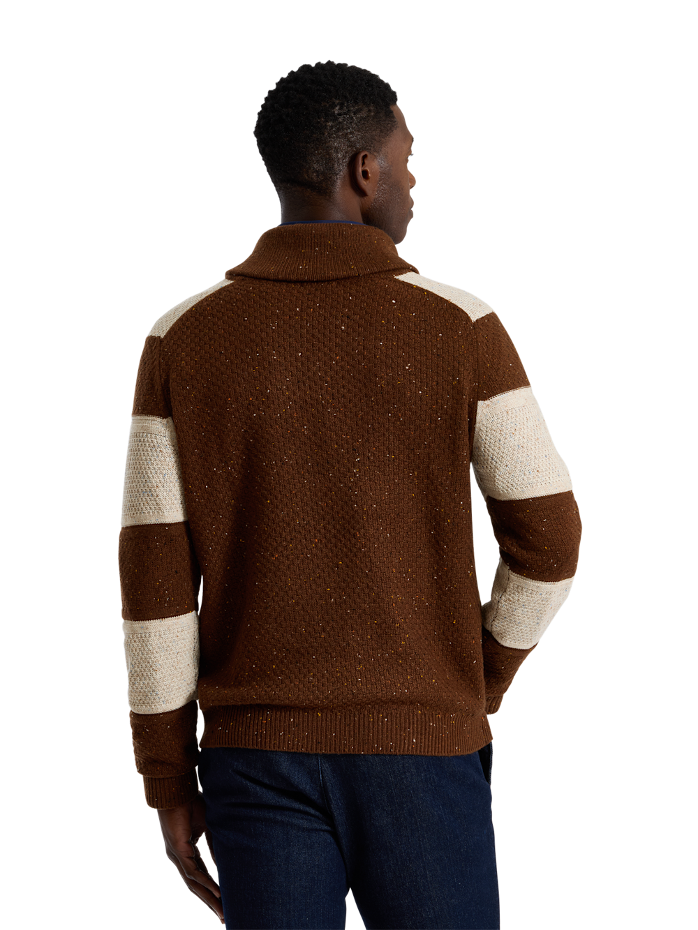 Alternate Shot of Men's ivory/brown  Knitwear  - 3