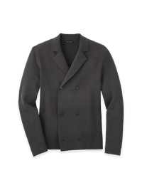Cotton Double Breasted Notch Lapel Cardigan - Grey